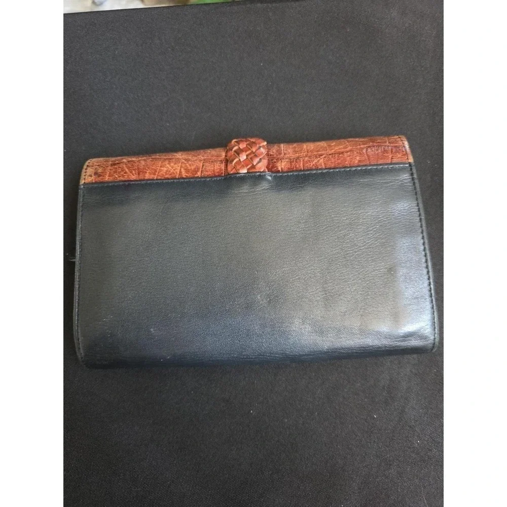Brighton Elegant Brown/Black Crocodile Embossed Wallet w/ Heart